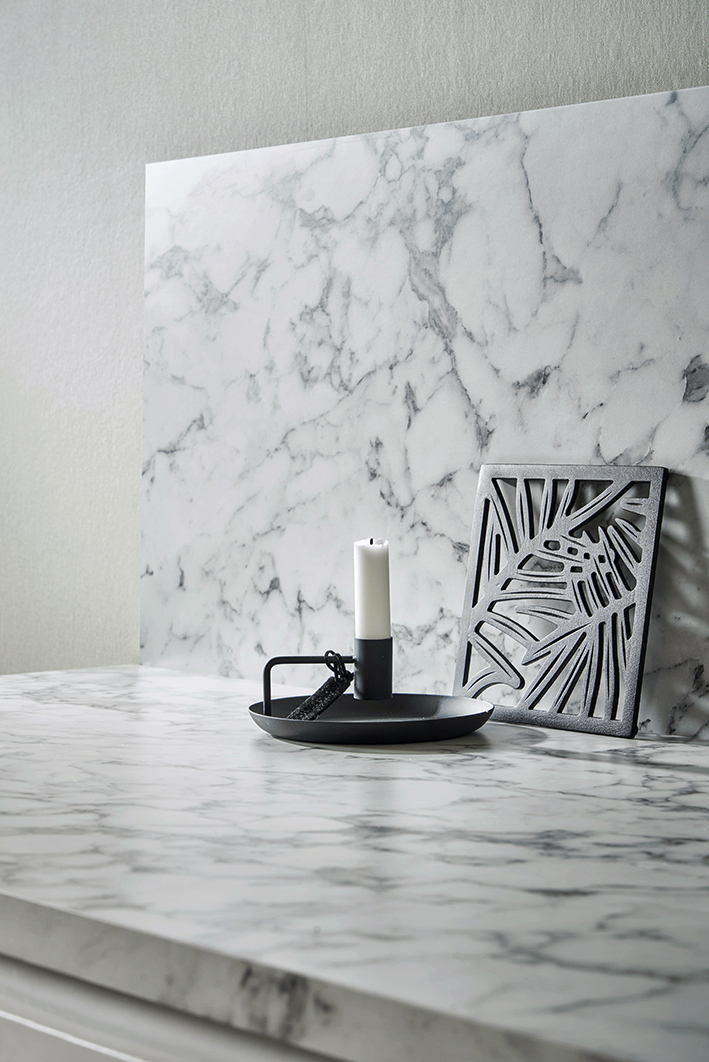 Bänkskiva & stänkpanel i laminat Carrara Marble 3006
